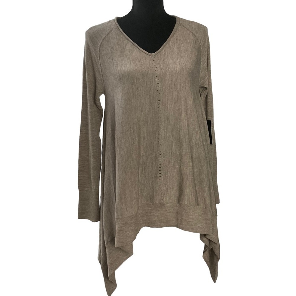 🎉 SALE CYNTHIA Rowley Light Brown Extrafine Merino Wool Lightweight Sweater